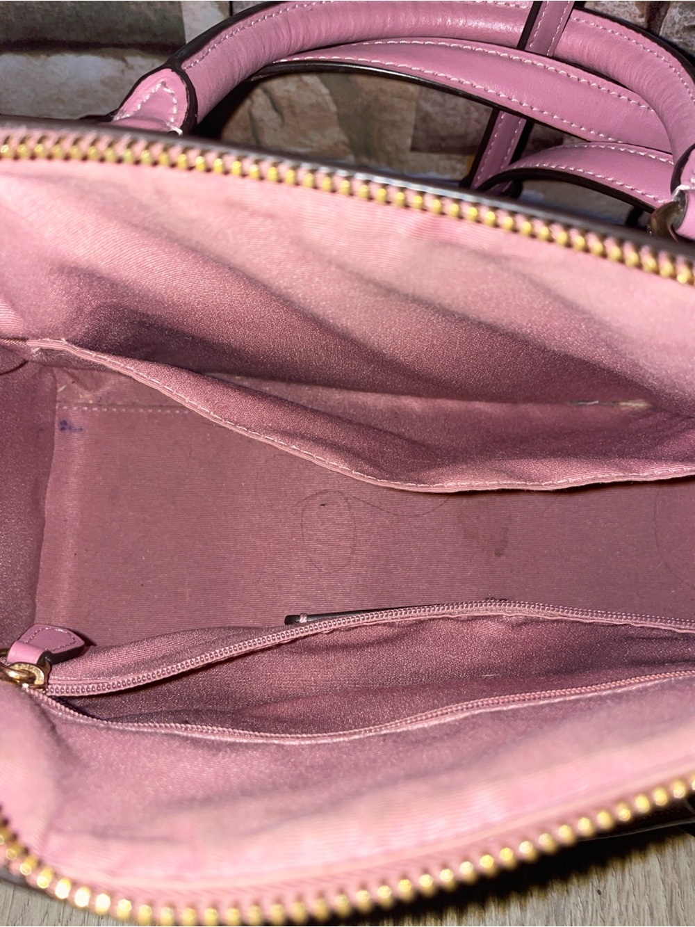 Coach Beige Signature Floral Dome Satchel with Pink Trim - Picture 6 of 13